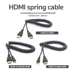 สายแปลงสัญญาณภาพHDMl Mini & Micro แบบสปริง ยืดหดได้ ใช้สำหรับกล้องวิดีโอ/ทีวี รองรับ 1080P