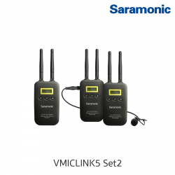 Saramonic VmicLink5 RX+TX+TX Camera-Mount Digital Wireless Microphone System with Two Transmitters and Lavalier Mics (5.8 GHz) รับประกันศูนย์ไทย 1 ปี