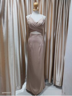 ชุดราตรีสีน้ำตาล เซตเสื้อ+กระโปรงราตรี XL