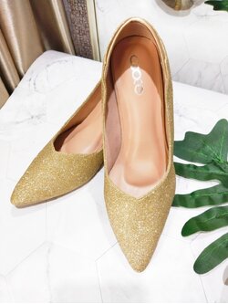 รองเท้าคัชชูกลิตเตอร์สีทอง 40