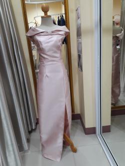 ราตรียาวสีชมพูปาดไหล่อกโบว์ (S)