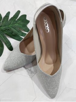 รองเท้าคัชชูสีเงินกลิตเตอร์ 36