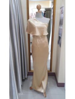 ราตรียาวสีทองผ้าเปเป้ไหล่เบี่ยง(M) มือ2