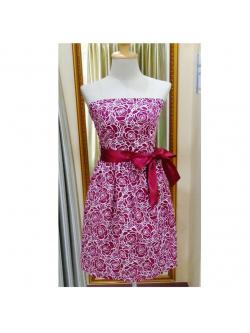 เดรสเกาะอกสีไวน์ (อก36 เอว30 สะโพก ฟรีไซส์ )