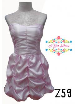 ราตรีสั้นเกาะอกสีชมพุหวาน(ฟรีไซส์)