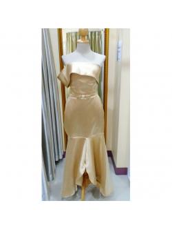 ราตรียาวสีทองเกาะอก แขน 1 ข้าง(ฟรีไซส์) มือ2