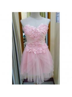 ชมพูโอรส สั้นมุ้ง เกาะอกสานหลังดอกละเอียด(งานสม๊อคหลัง)