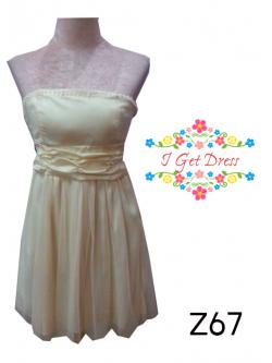 ราตรีสั้นเกาะอกสีครีม(ฟรีไซส์)