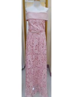 (PRE-LOVED) ราตรียาวสีโอโรสปาดไหล่ลูกไม้ทั้งตัวสานหลัง (อก 34เอว30 สะโพก 36)