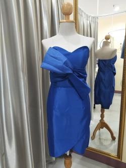 เกาะอกสั้นสีน้ำเงินโบว์ใหญ่หน้า(M)