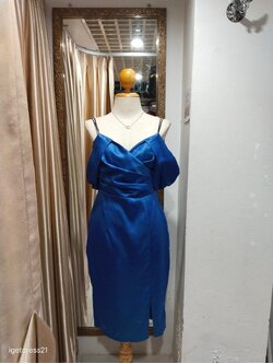 ราตรีสั้นสีน้ำเงินผ้าซาร่าทรงคิมเบอรี่ S