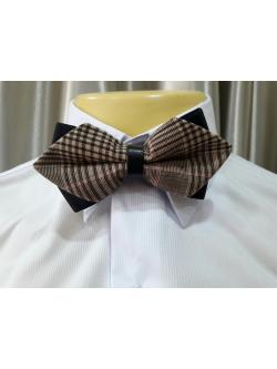 โบว์ผู้ชายน้ำตาลสก๊อตดำ