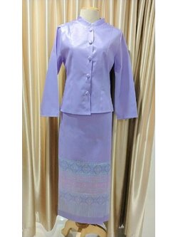 ชุดไทยจิตรลดาม่วง เสื้อ+กระโปรง XL