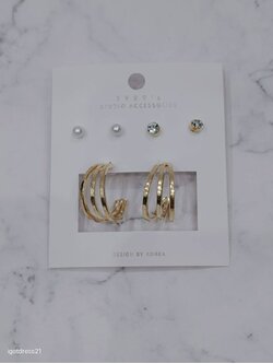 ต่างหู3คู่ทองเพชรมุก