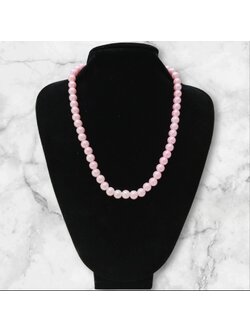 สร้อยมุกสั้นสีชมพูขนาดเล็ก