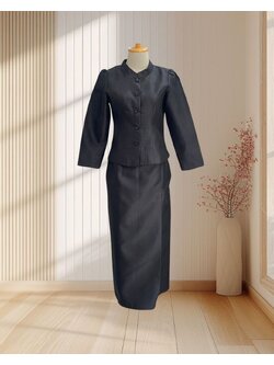 ชุดไทยจิตรลดาสีดำ ผ้าไหม ไซส์ L