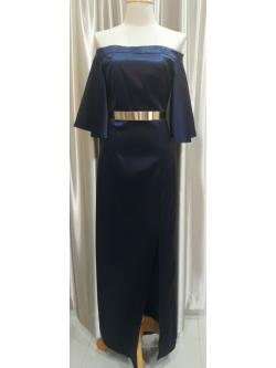 ชุดราตรียาวสีกรมท่าปาดไหล่ Size : S