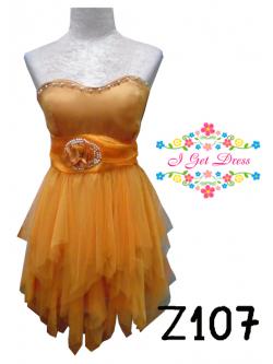 ราตรีสั้นเกาะอกสีส้ม(ฟรีไซส์)