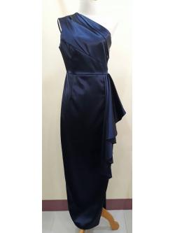 ชุดราตรียาวสีกรมท่าบ่าเบี่ยงจีบสะโพก (Size : M)