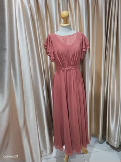 (PRE-LOVED) ชุดราตรียาวชีฟอง สีส้ม S