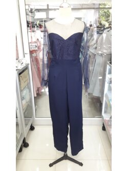 ราตรียาวสีน้ำเงินจั๊มอกซีทรู (XL)(อก40-42เอว34-36สะโพก46)