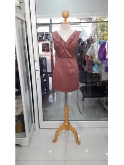 เดรสสีน้ำตาลสั้นแขนกุด (M)