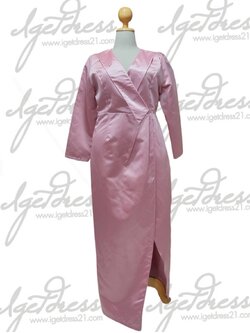 ชุดราตรียาวเเขนยาวสีชมพูกลีบบัว (Size : 4XL)
