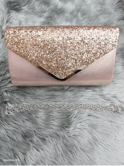 กระเป๋าคลัทซ์+สายโซ่ สีชมพู