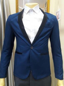 เสื้อสูทผู้ชายสีน้ำเงินปกดำ (M)
