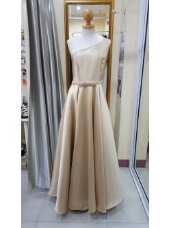 ชุดราตรียาวบ่าเฉียงเจ้าหญิงสีทอง (Size : M) มือ2