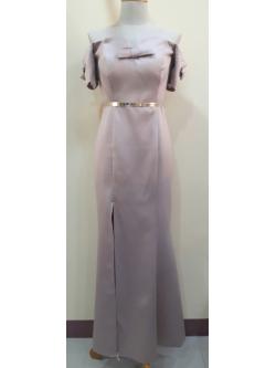 ชุดราตรียาวสีนู๊ดโบว์แขน2ข้าง (L)