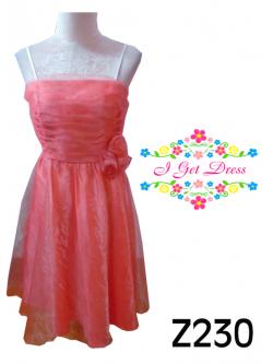 ราตรีสั้นสีส้มแตงโม(ฟรีไซส์)