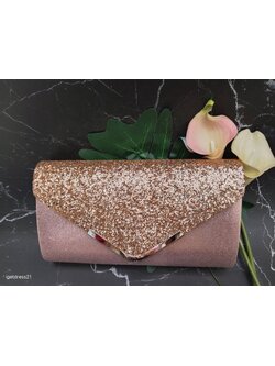 กระเป๋าคลัทซ์แต่งกลิตเตอร์หน้าจดหมาย+โซ่แชมเปญ