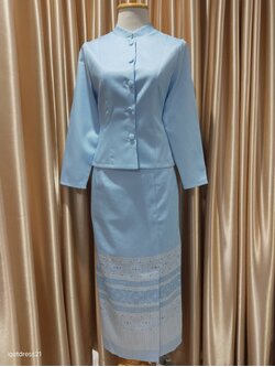 ชุดไทยจิตลดาฟ้าเสื้อ+กระโปรงS