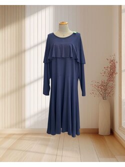 เดรสยาวสีเหลือง สั้น กระโปรงผ้ามุ้ง แต่งกระดุมแขน ไซส์ XL