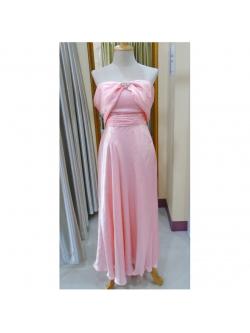 ราตรียาวไหล่ปาดสีโอรส ( พร้อมเข็มกลัดเพชร )(ฟรีไซส์) มือ2