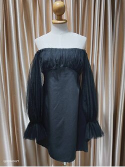 ชุดเดรสไหมพรมผูกคอเว้าหลังสีดำ XL