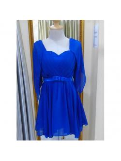 ราตรีสั้นสีน้ำเงิน มีแขน(ฟรีไซส์)