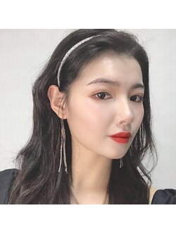 ที่คาดผมเพชรห้อย2เส้น