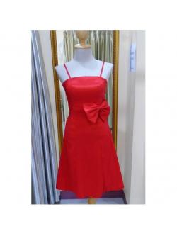 ราตรีสั้นสีแดง สม๊อคหลัง (อก36 เอว30 สะโพก40 )