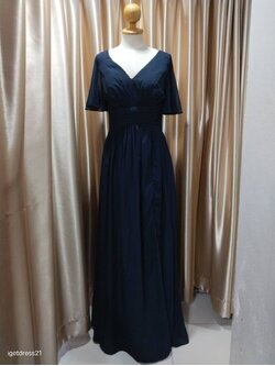 (PRE-LOVED) ชุดราตรียาวชีฟองมีแขนสีกรม F