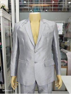 ชุดสูท+กางเกงผ้าไหมสีเทา M (AU)