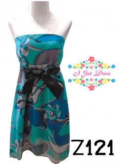 ราตรีสั้นเกาะอกสีเขียวลายดอกไม้(M)