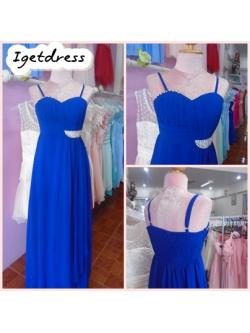 ชูดราตรีน้ำเงินสายเดียว(ฟรีไซส์)