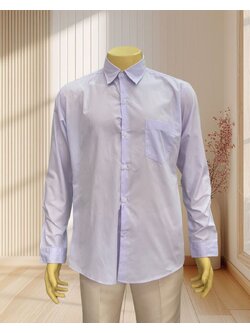 เสื้อเชิตคอปก สีขาวคราม แขนยาว มีกระเป๋าหน้า ไซส์ 3XL