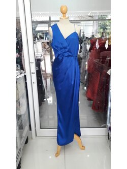 ยาวน้ำเงินสายเดี่ยวข้างเดียวจีบอก (M)