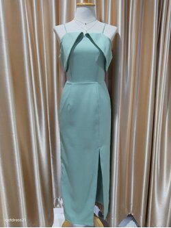 ชุดราตรียาวคอวีป้ายสายเดี่ยวปิดไหล่S