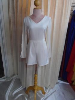 เดรสแซกกางเกงสีขาว(S)