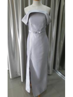 (PRE-LOVED) ชุดราตรียาวสีเทาปาดไหล่(ฟรีไซส์)