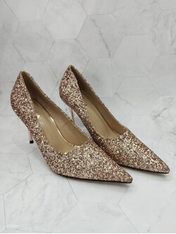 รองเท้าส้นสูงกลิตเตอร์ pink gold 39